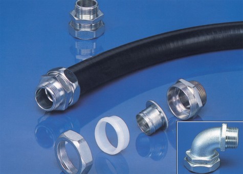 מחבר אמריקאי לצינור מתכת מצופה PVC דק, עבה.