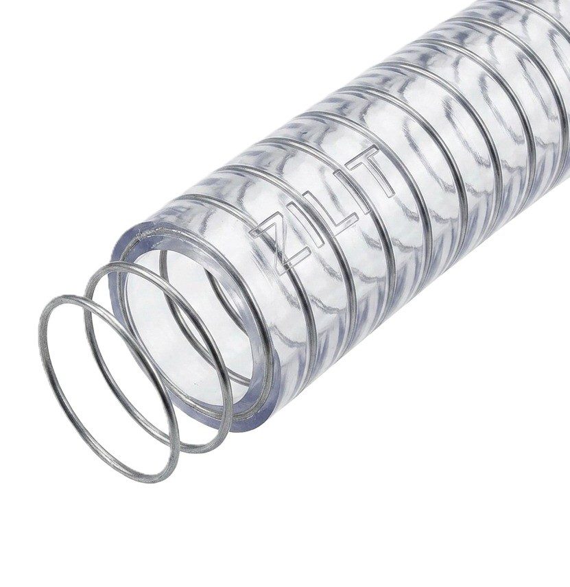 צינור שאיבה שקוף מ-PVC מחוזק בספירלת פלדה לחקלאות ולתעשייה